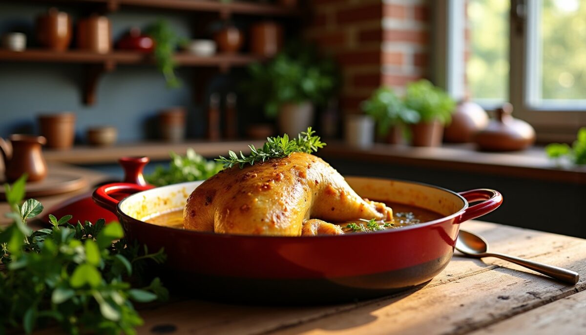 Pintade en cocotte : une recette gourmande et simple à la crème onctueuse